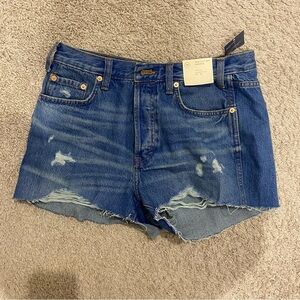 Universal Thread Blue Denim Ripped Cutoff Distressed Women Shorts, no stretch